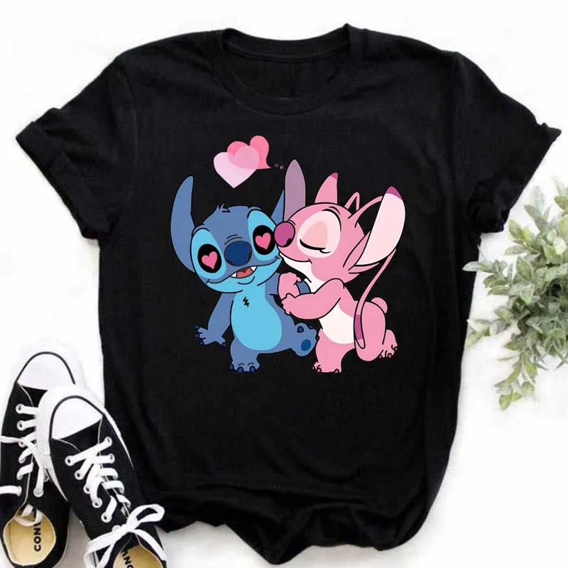 Cartoon Lilo Stitch T-shirt Women Kawaii Stitch Printed Graphic Tee Tops T Shirt Summer Fashion Female Short Sleeve Tshirt