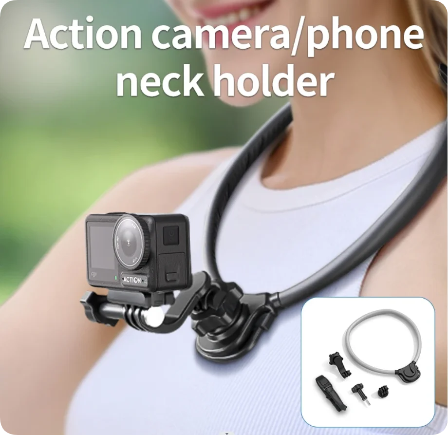 

Phone Action Camera Magnetic Silicone Neck Hold Mount for Insta360 Go Ultra/X5/X4/X3/DJI OSMO 360/Action 5 4 3/Gopro Accessories