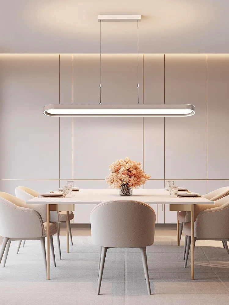 Italian restaurant pendant light, simple modern dining table, hotel front desk, light luxury leather long strip pendant light
