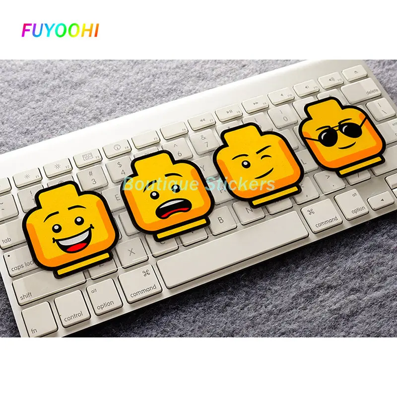 

FUYOOHI Play Stickers Car Styling Decals Funny Cute Building Blocks Puppet Expression Motocross Bike Helmet Car Window Stickers