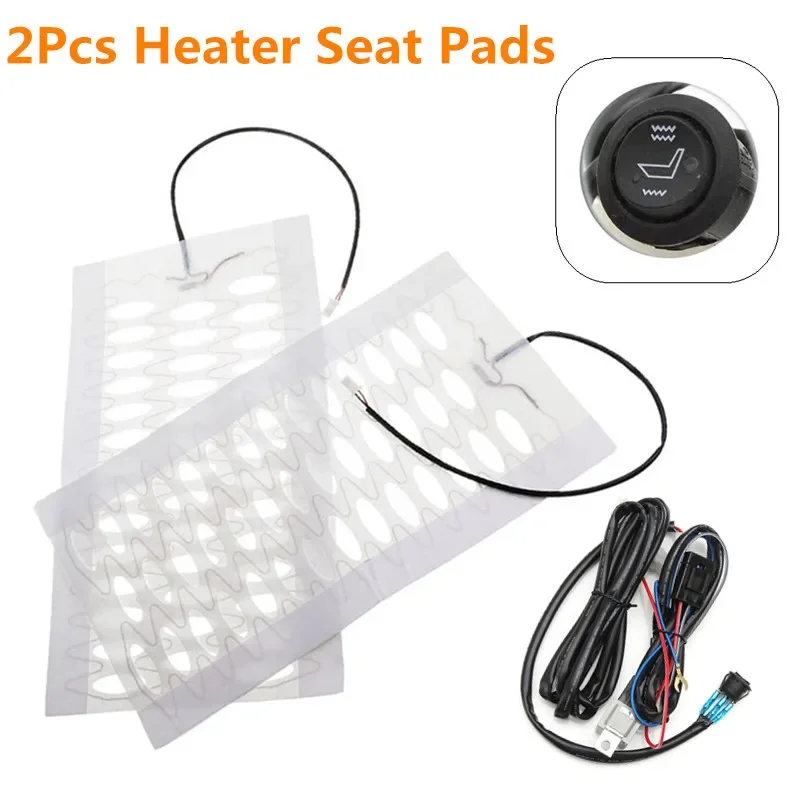 Universal Built -in Car Seat Heater Kit 12V Carbon Fiber / Alloy Wire heating Pads Round Switch Cushion Set Fit Auto Seats