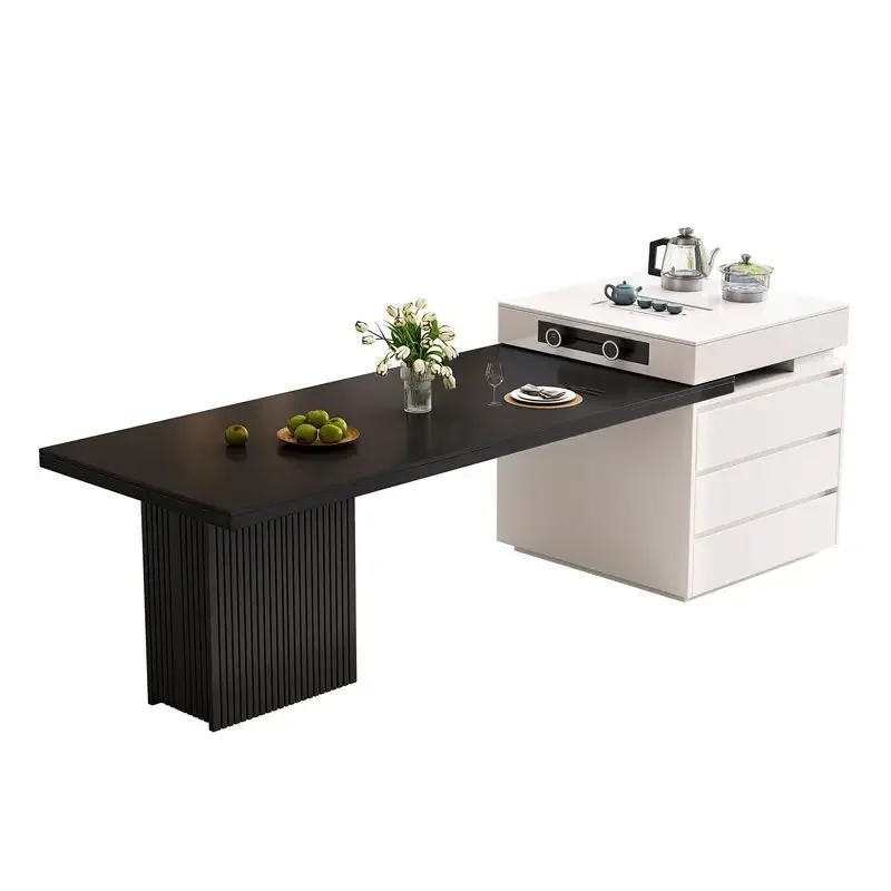 Cream Italian rock slab island dining table Modern simple telescopic small household integrated multi-functional table