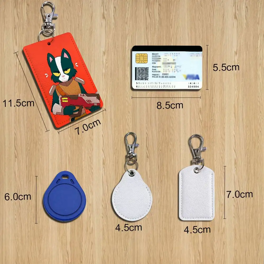 black Avocato cat Final Space Card Holder With Keychain Executive Protection For Bank Credit Subway Bus Case