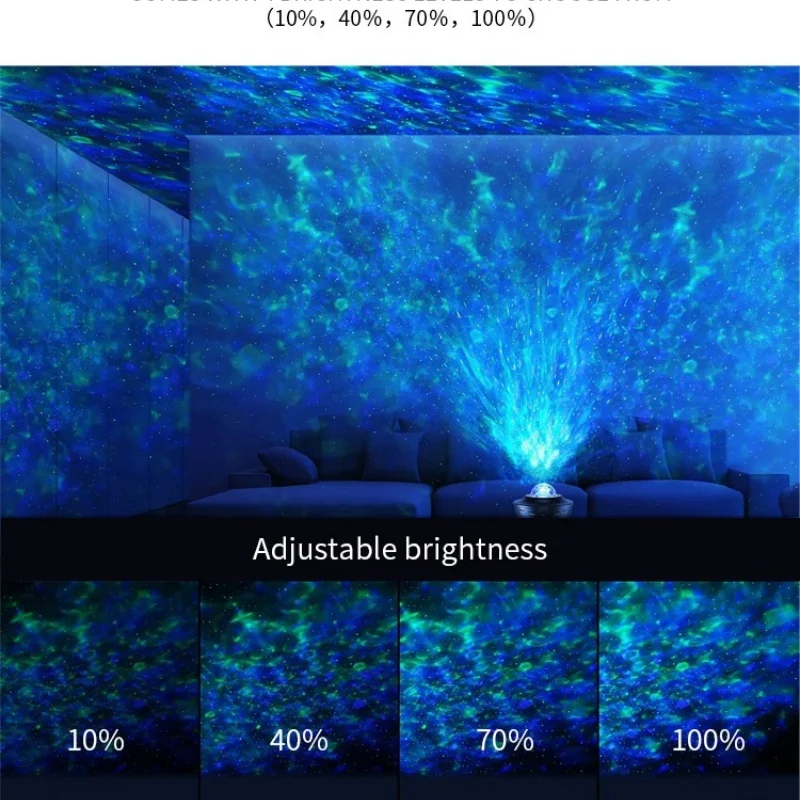 جهاز عرض السماء المرصعة بالنجوم Galaxy Night Light مع مكبر صوت موسيقي موجة المحيط، جهاز عرض ضوء السماء لديكور غرفة النوم، هدية عيد الميلاد للأطفال