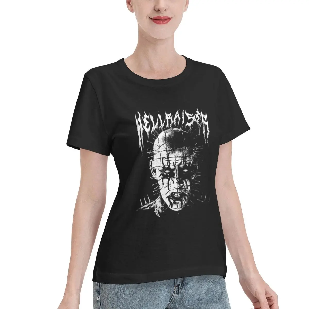 Bargain Price Black Metal Pinhead Women's T-shirt Layering Top Basic Tops For Women