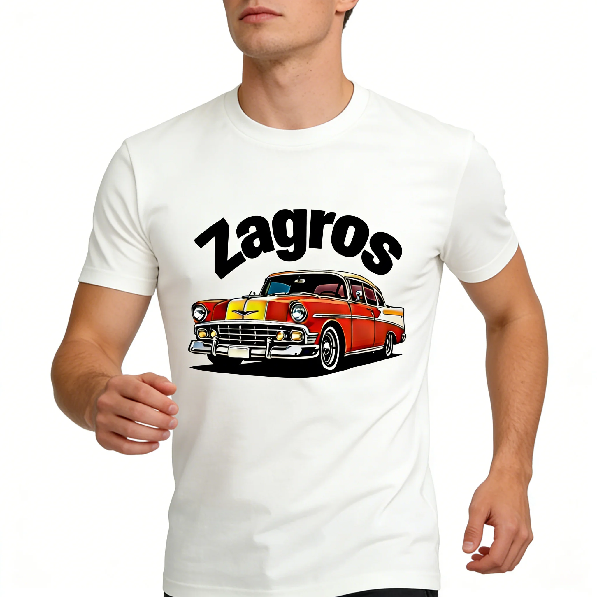 

Мужская футболка Zagros с принтом в стиле ретро-автомобилей, повседневная модная уличная одежда с круглым вырезом и короткими рукавами