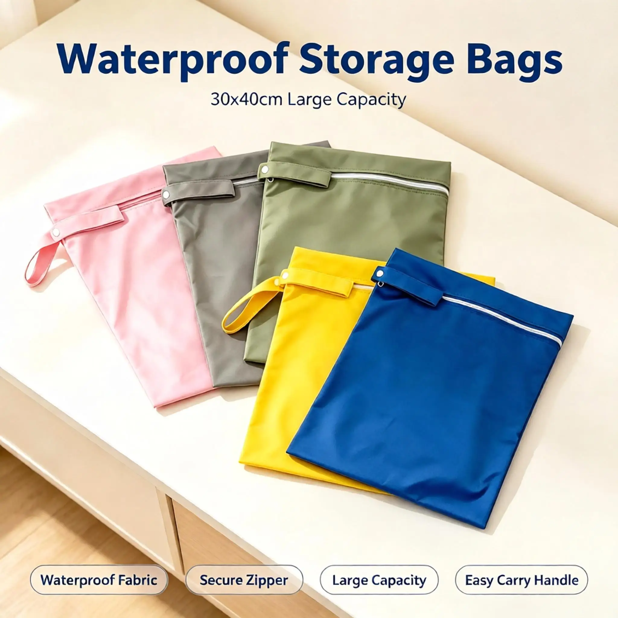 30x40cm Large Capacity Waterproof Wet Bag Leakproof Hanging Organizer Baby Clothes Travel Laundry Storage Bag Toiletries Storage