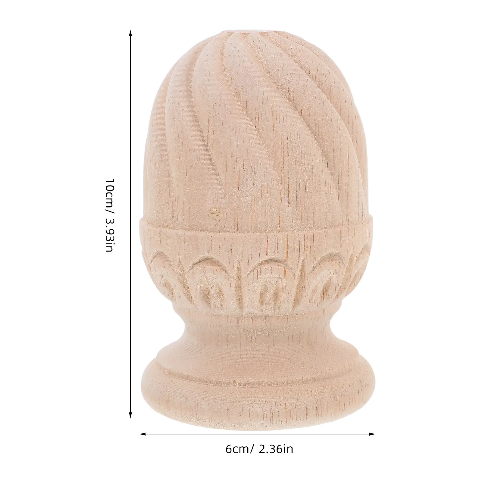 Wood Carved Finial Pineapple Staircase Post Cap Solid Unfinished Decorative Sculpture European Style DIY Furniture Accent