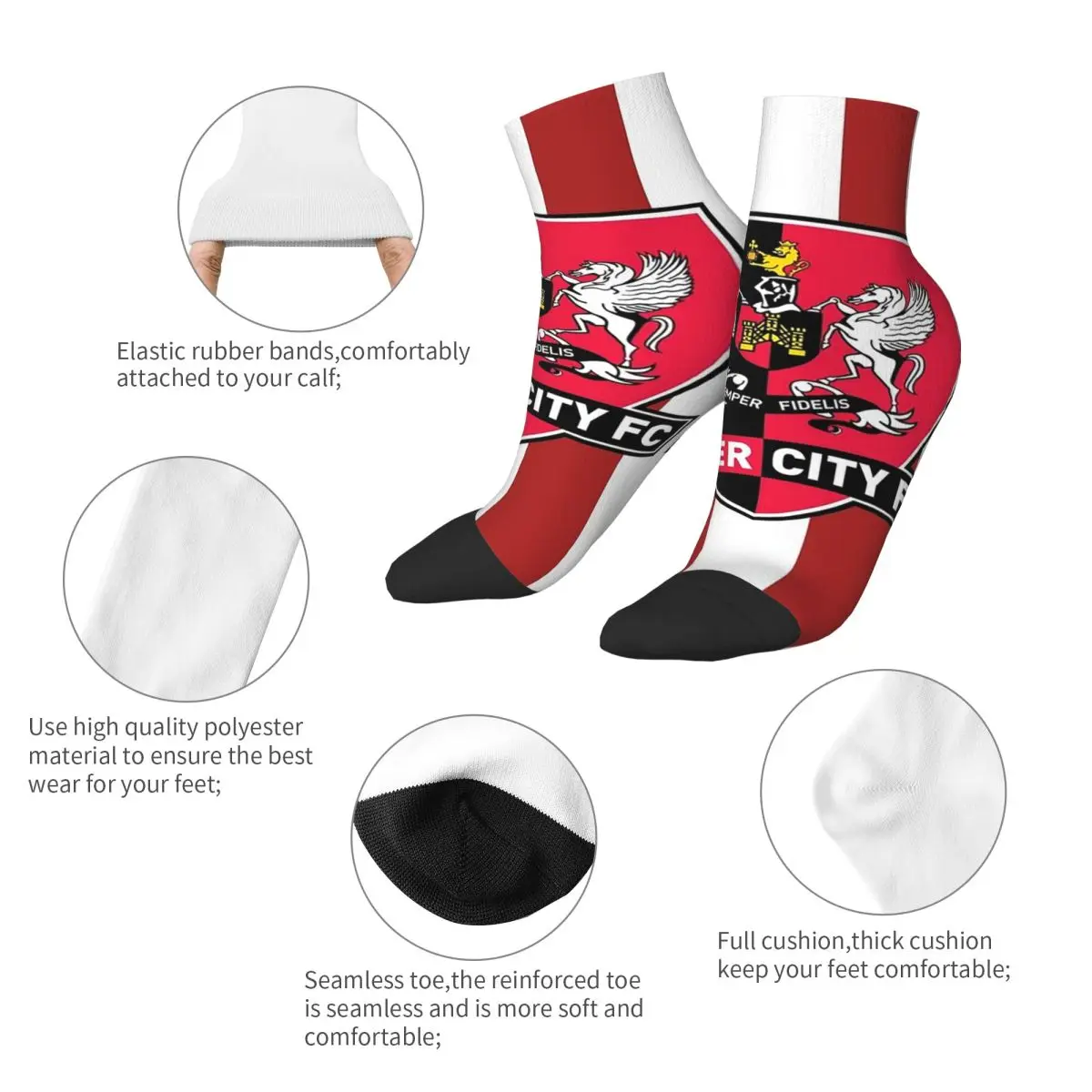 Kaus Kaki Exeter City FC Stoking Penyerap Keringat Harajuku Aksesori Kaus Kaki Sepanjang Musim untuk Hadiah Natal Pria Wanita