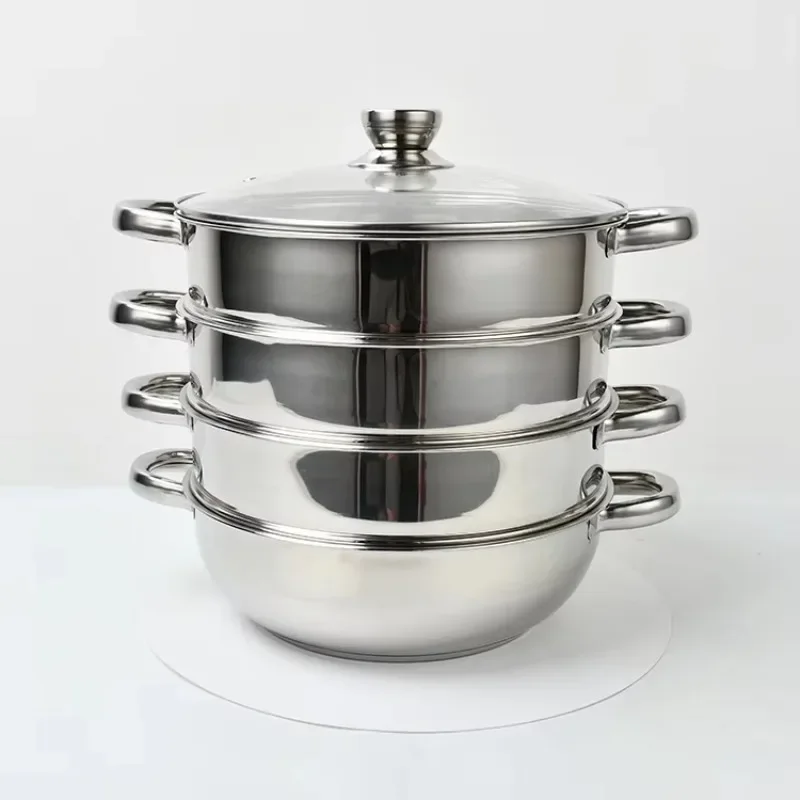 Restaurant Kitchen Accessories Stainless Steel Large Thick Durable Multi-layer Cooking Soup Pot Steamer Double Handle