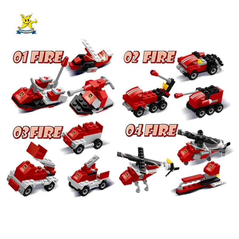 Starjoy Police & Fire Series Transformable Building Blocks 3 w 1 - edukacyjny zestaw puzzli DIY, idealny do kreatywnej zabawy dla dzieci