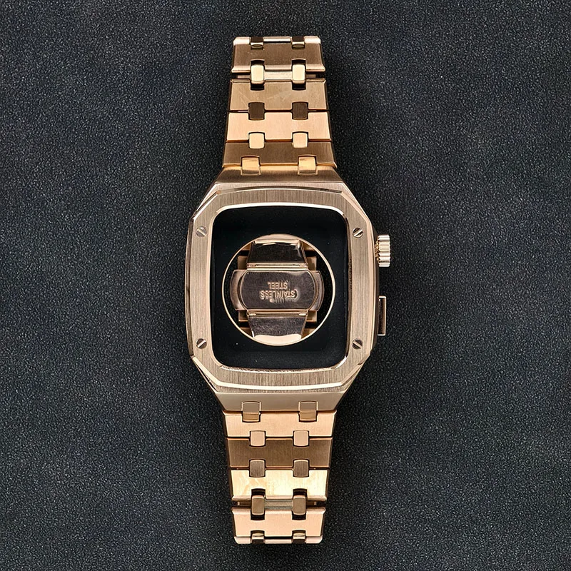 

Роскошный модификационный комплект из нержавеющей стали для Apple Watch 9, 8, 7, 45 мм, 41 мм, металлический корпус для iWatch 6, 5 4, 3 SE3, 44 мм, 40 мм, набор ремешков