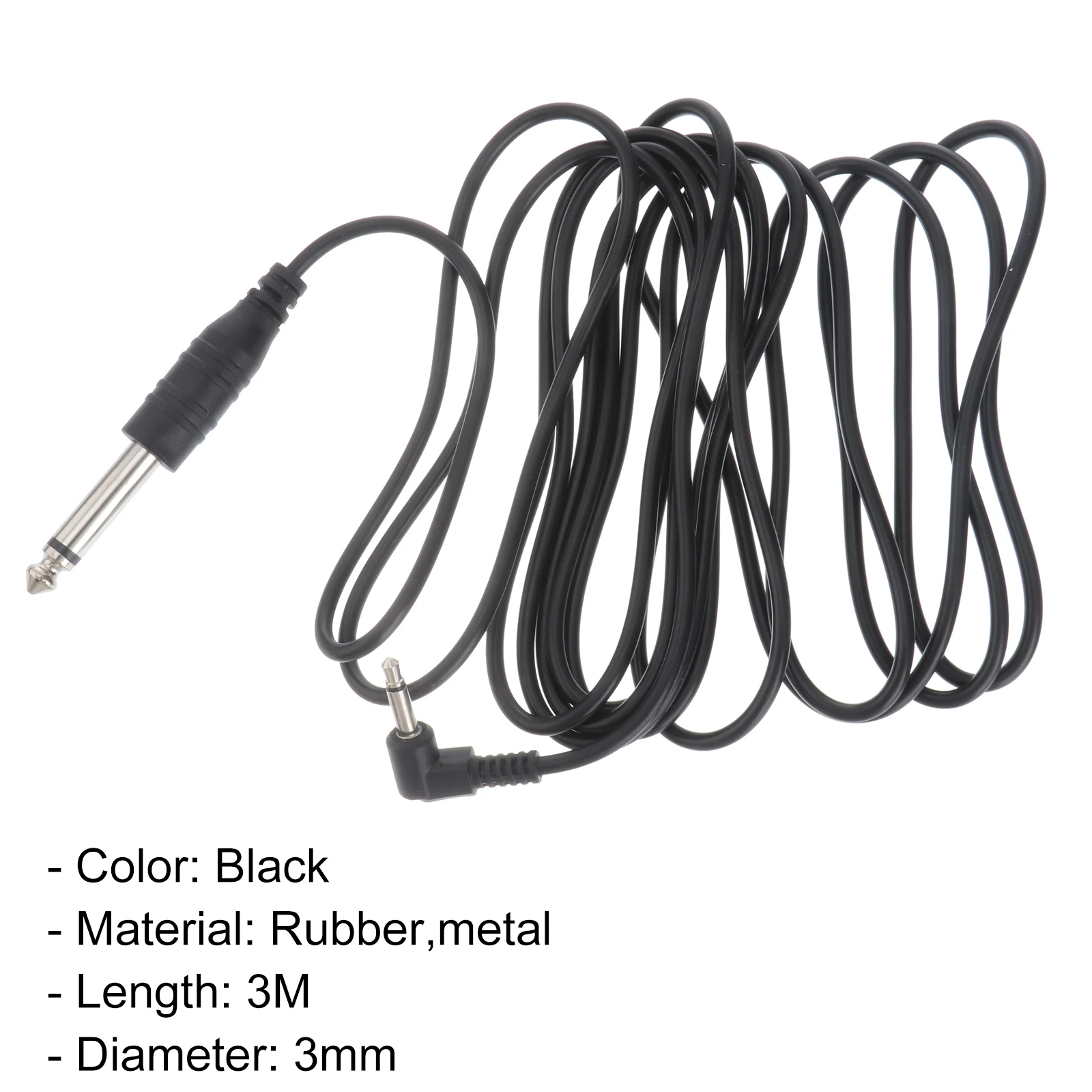 

Black Wire 3M 3.5mm to 6.35mm Audio Cable Tin Plated Copper Connector Guitar Bass Microphone Speaker Computer Amplifier Adapter