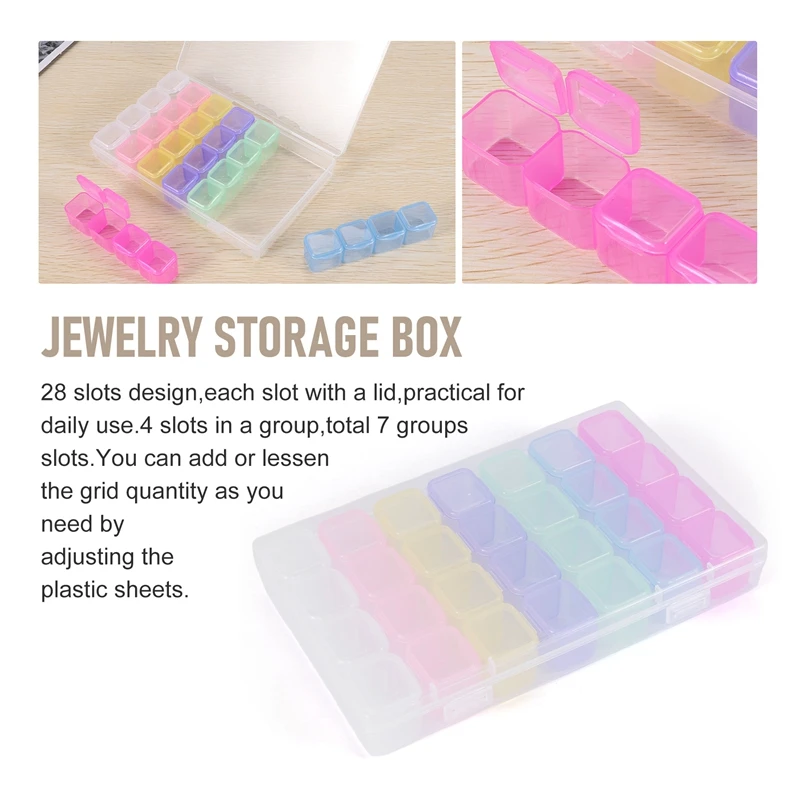 28 Grid Plastic Storage Box Storage Box Jewelry Box Bead Box Nail Art Rhinestone Diamond Box Earrings Necklace Nail Jewelry Stor