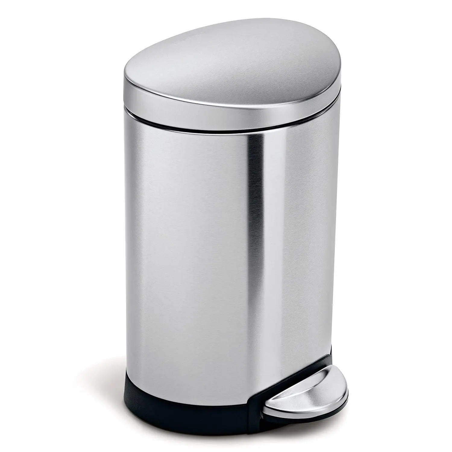 

6 Liter Semi-Round Step Trash Can, Brushed Stainless Steel for Bathroom