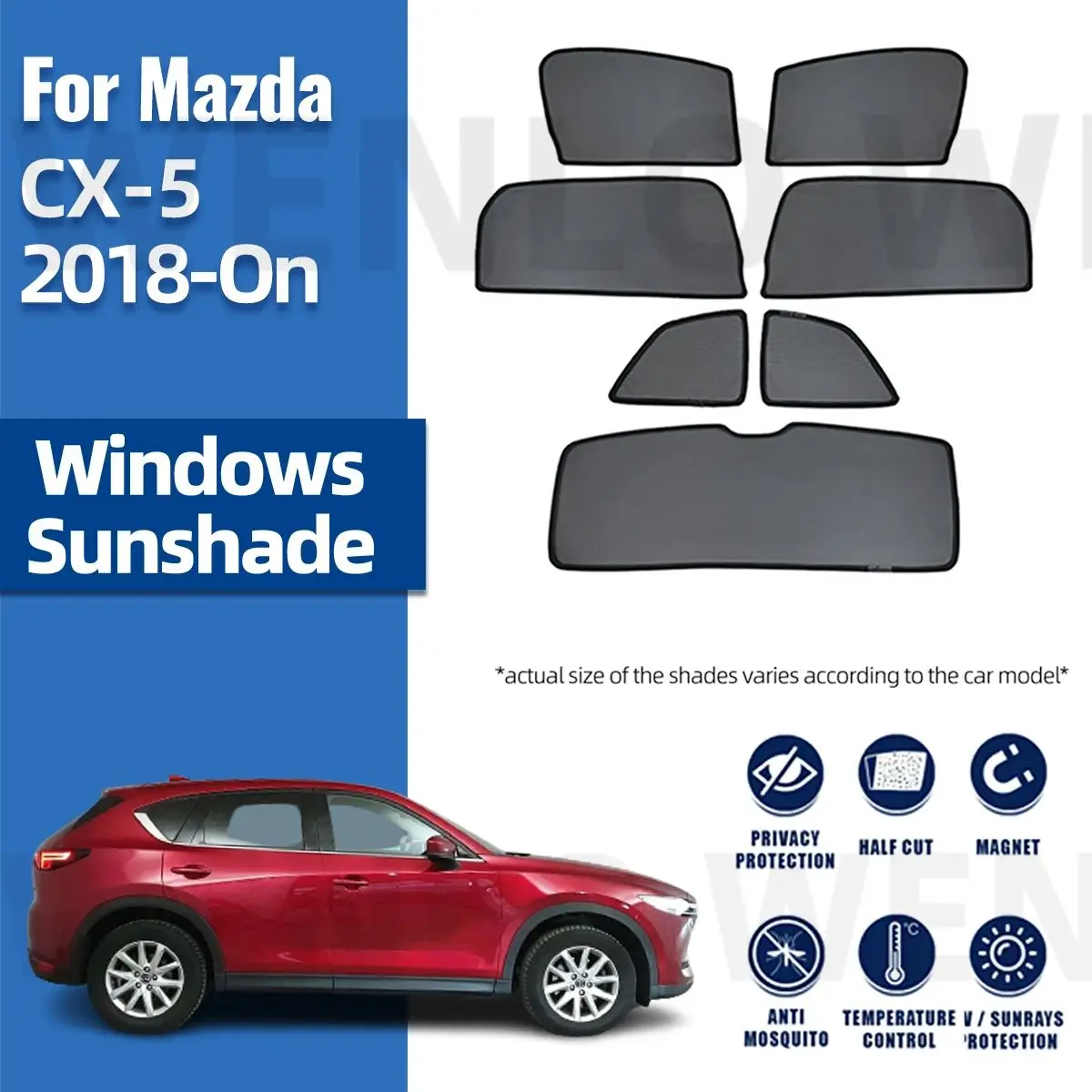 

For Mazda CX-5 CX5 KF 2018-2024 Car Sunshade Magnetic Front Windshield Frame Curtain Rear Side Window Sun Shades Visor CX 5