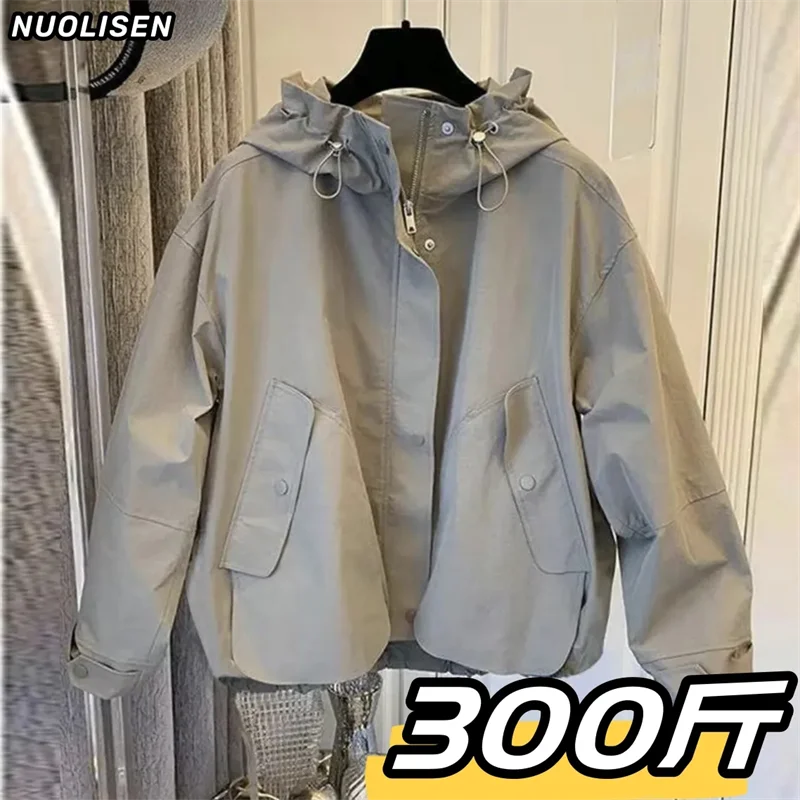 High-quality Sunscreen Windproof Hoody Short Casual Age-Reducing Loose Coats Women's Windbreaker 2026 Spring New Hooded Coat Lad