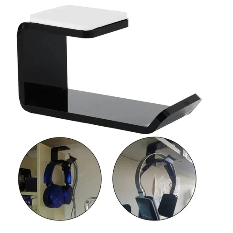 Headphone Holder Stand Adhesive Wall Mounted Headset Hanger Wall Hook Under Desk Computer PC Monitor Earphone Display Rack Hook