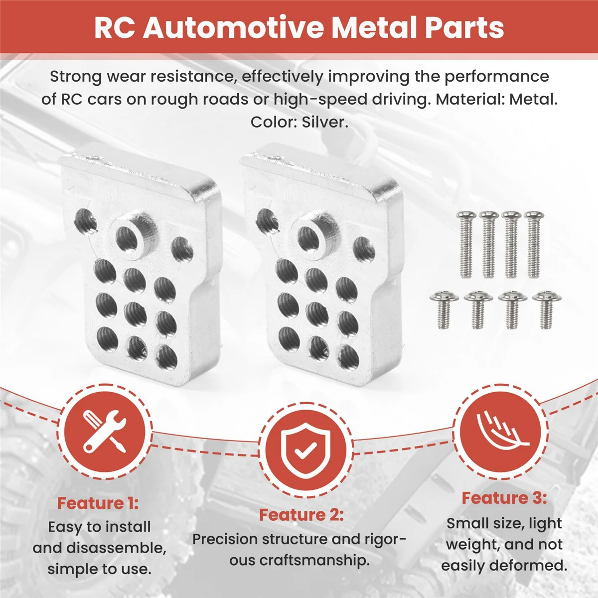 4 Stuks Rc Auto Metalen Shock Tower Beugel Kits Schokdempers Uitbreiding Seatfor 1/16 Wpl C-14/C-14K/C-24/C-24K Truck Off Road Auto P