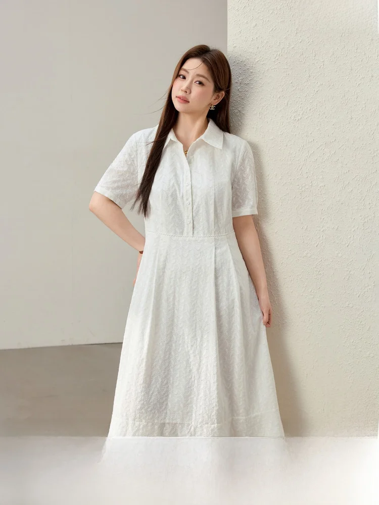 

Стильное универсальное платье с воротником больших размеров в корейском стиле, модная хлопковая юбка А-силуэта для женщин с фигурным силуэтом, летнее платье