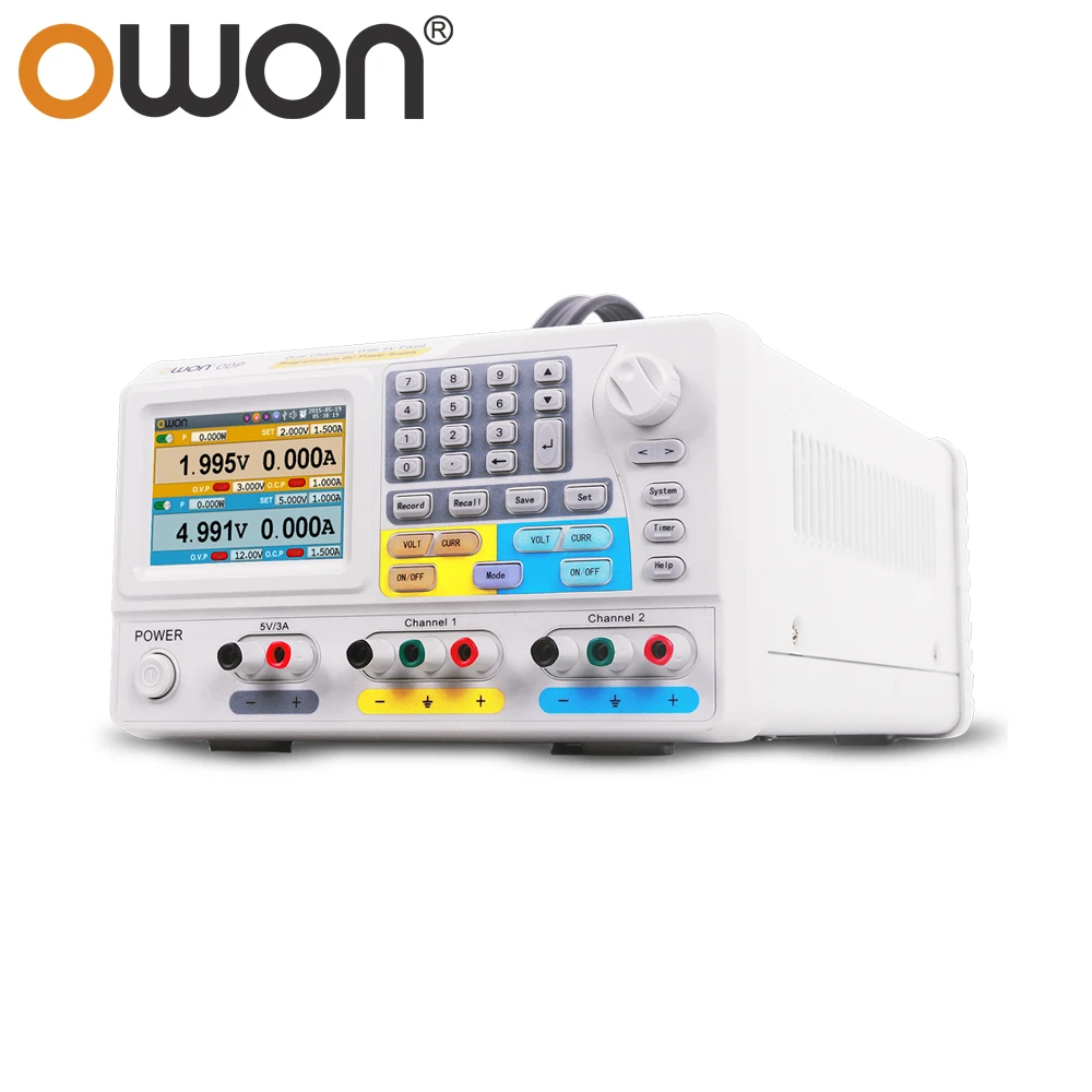 OWON ODP6062 2CH مخرج ثنائي القناة قابل للبرمجة تيار مستمر مصدر طاقة مستقل يمكن التحكم فيه 60 فولت/6A 6 فولت/3A تموجات منخفضة 4 بوصة LCD