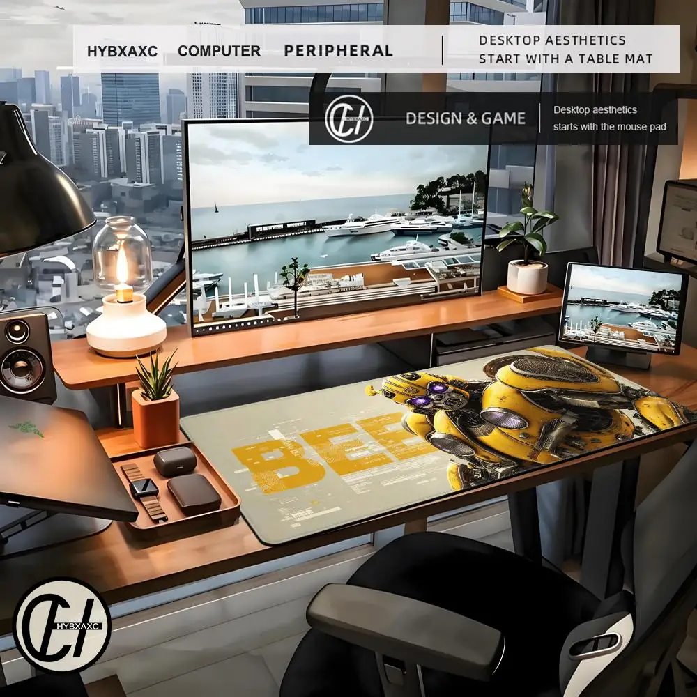 B-Bumble-Bee T-Trans-former Robot Mouse Pad Mouse Pad Large Gaming HYBXAXC LockEdge Thickened Computer Keyboard Table Desk Mat