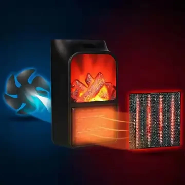LED display portable, plug-in wall heater mini modern real flame effect fireplace built-in electric heater