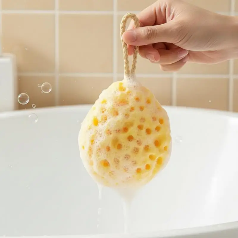 Eco-Friendly Kids Bath Sponge Soft Honeycomb Texture Cute Hypoallergenic Shower Loofah for Home Bathroom Accessory