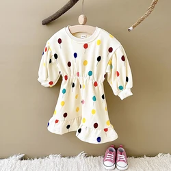 Newborn Baby Girls Cute Princess Dresses Autumn Kids Cotton Colorful Balloon Long Sleeve Casual Dress 0-3Y Infant Baby Clothes