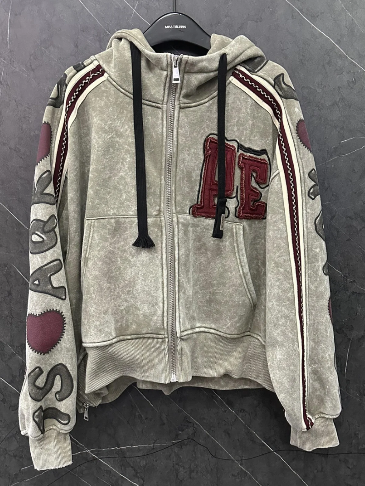 2025 Spring and Autumn New American Retro Embroidered Cardigan Hooded Sweatshirt Loose Fashion Design Jacket for Women