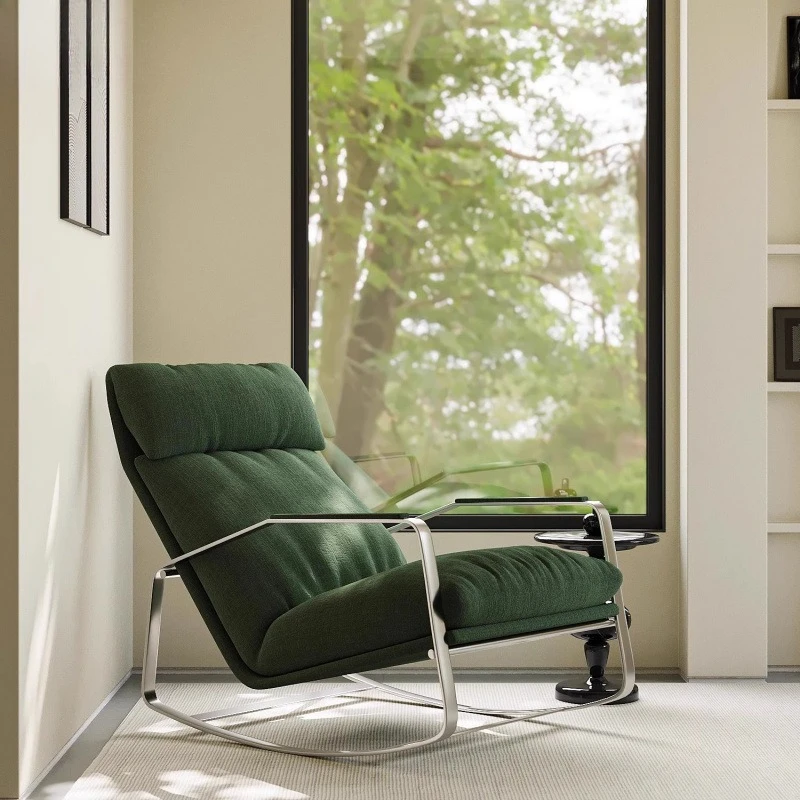 Round Owen Leisure Rocking Chair Wabi Wind Blowing Rocking Chair EasyBedroom Living Room Leisure Lazy Sofa Rocking