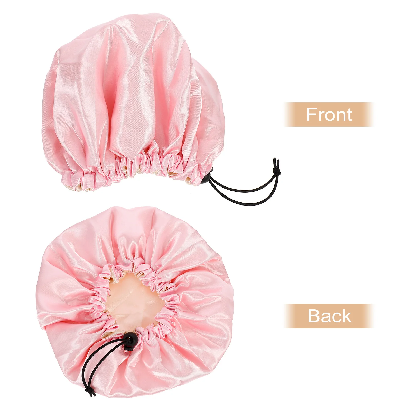 

Double Layer Satin Sleep Cap Adjustable Elastic Night Sleeping Hat Hair Bonnet For Night Use Washing Shower Pink