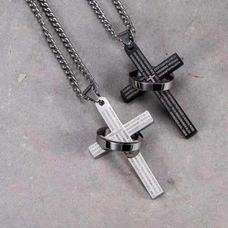 

Cross Necklace for Men Trendy Simple Versatile Hip Hop Disco Titanium Steel Personalized Pendant Accessory