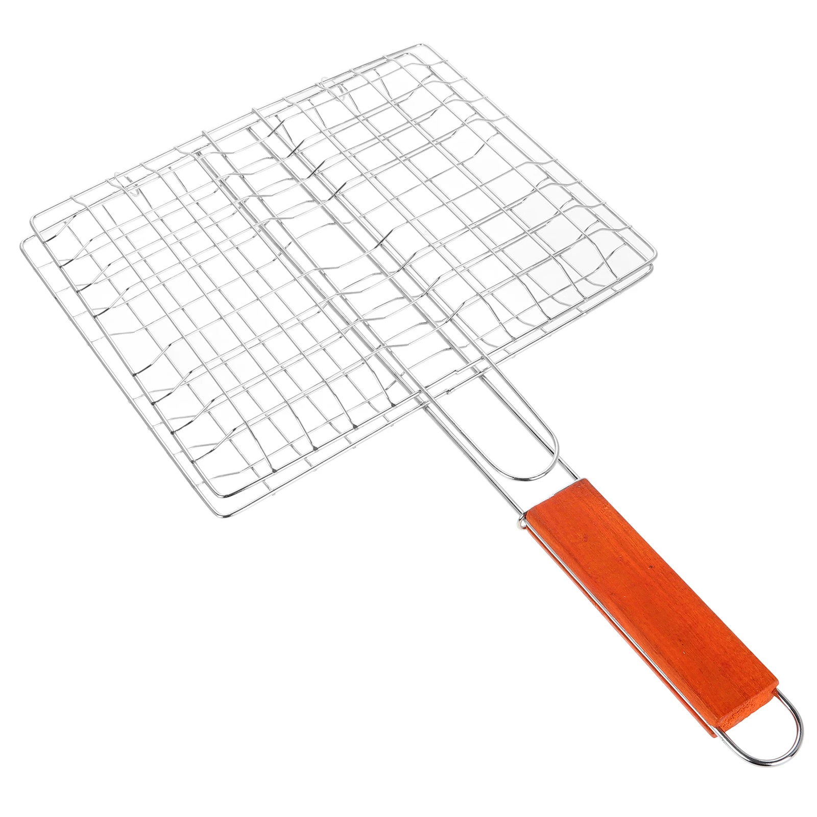 

1pc Portable BBQ Wire Mesh Net Stainless Steel Charcoal Portable Barbecue Grill Basket Tools Clamp for Camping Barbecue