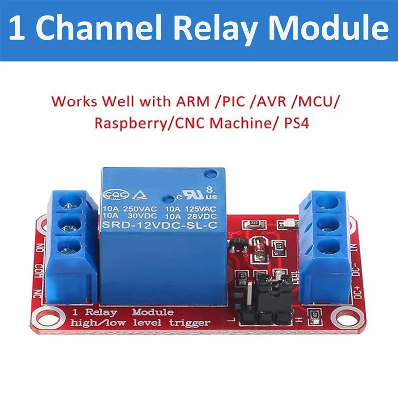 ABKN-10Pcs Relay Module DC 12V Relay Board 1 Channel With Optocoupler Isolation Support High Or Low Level