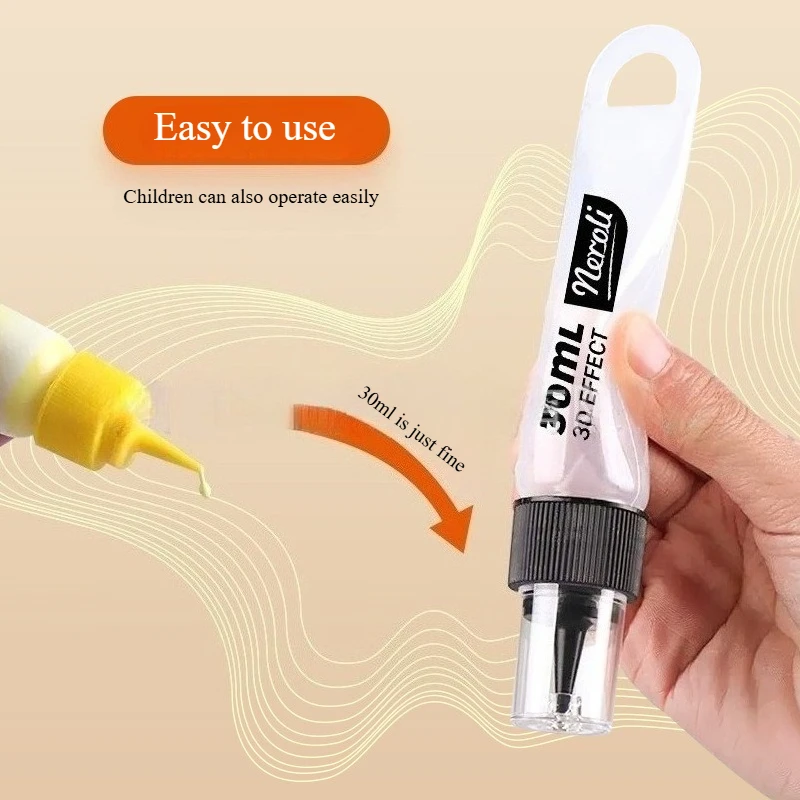 30ml 3D Texture Paste After Drying Waterproof Durable Does Not Fade for Painting Graffiti on Glass Ceramic Wooden Boards Walls