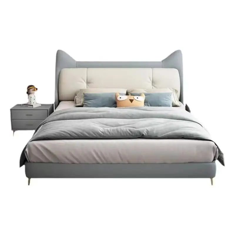

￥#Animal Leather Beds Child Modern Beds Single Children Upholstered Furniture Prince Children Bedroom Furniture Sets