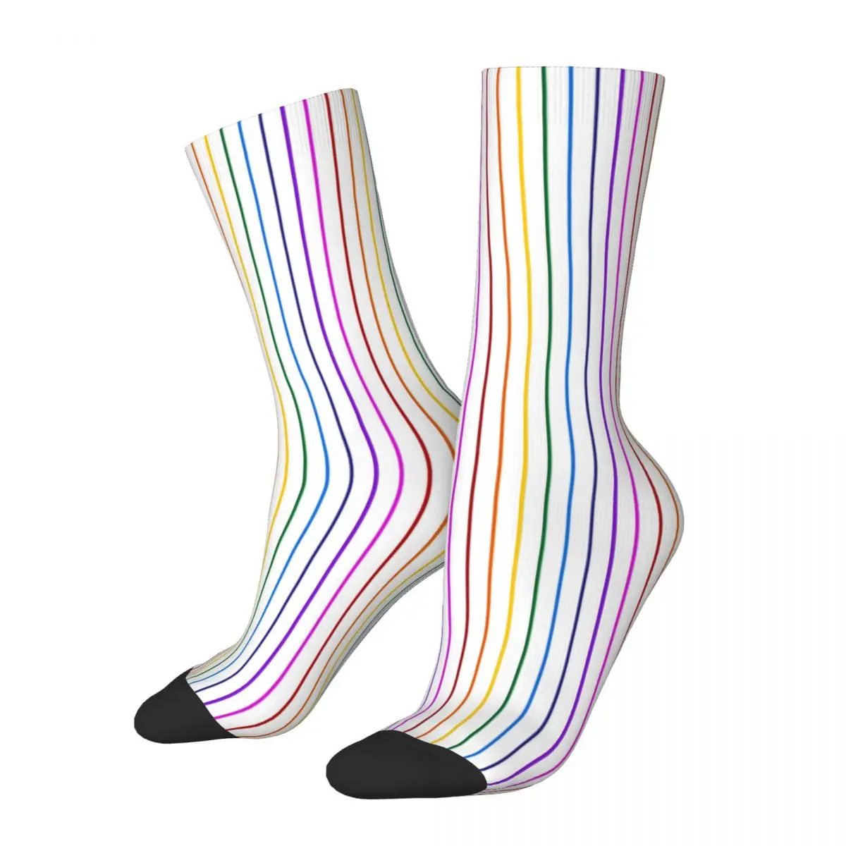 Narrow Rainbow Color Socks Male Mens Women Winter Stockings Harajuku