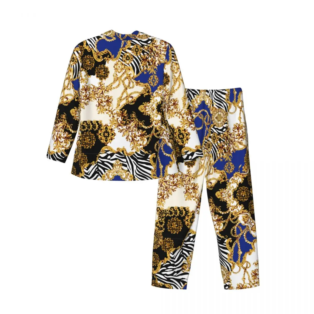 Men's Home Suits Long-sleeved Baroque Scrolls Suits for Autumn and Winter Pajamas for Men