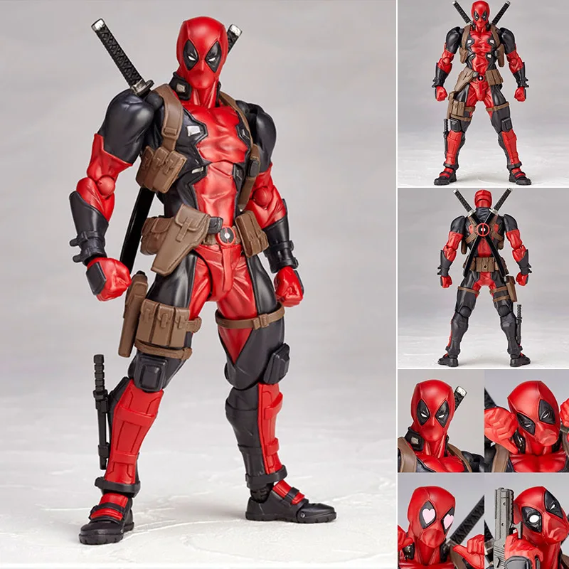 Figuras de personajes de películas de Deadpool 3 de Marvel, modelo hecho a mano, armas de cambio de cara movibles, piezas de modelos hechas a mano