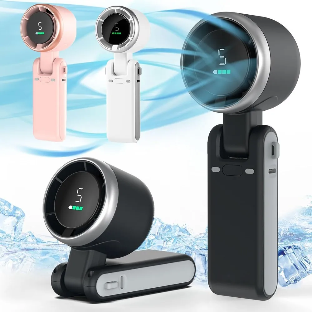 

10 Hours Mini Portable Handheld Turbo USB Rechargeable Cooling Fan Up W/ Lanyard