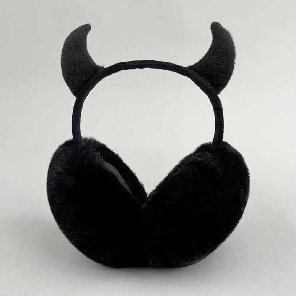 Gothic Foldable Earmuffs Bat Wing Fluffy Faux Fur Ear Warmers Thermal Lining Devil Horn Halloween Cosplay Ear Muffs