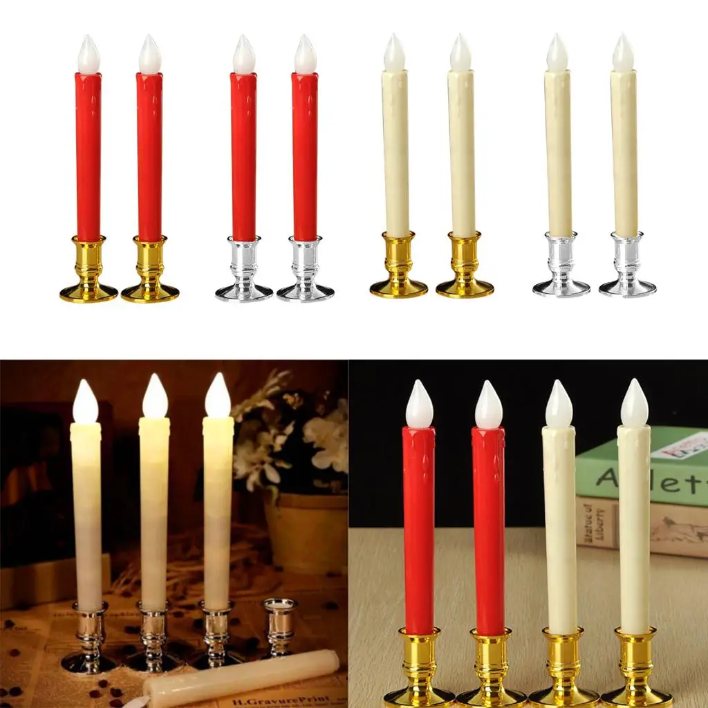 2pcs Weddings Pillar Candles LED Tealight Candle Warm White Wedding Candles