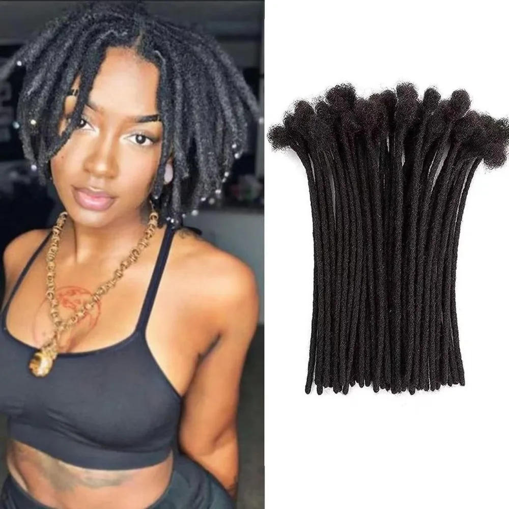 100% extensões de dreadlock de cabelo humano natural preto loc extensões de cabelo humano permanente loc extensões de cabelo humano 0.6 cm