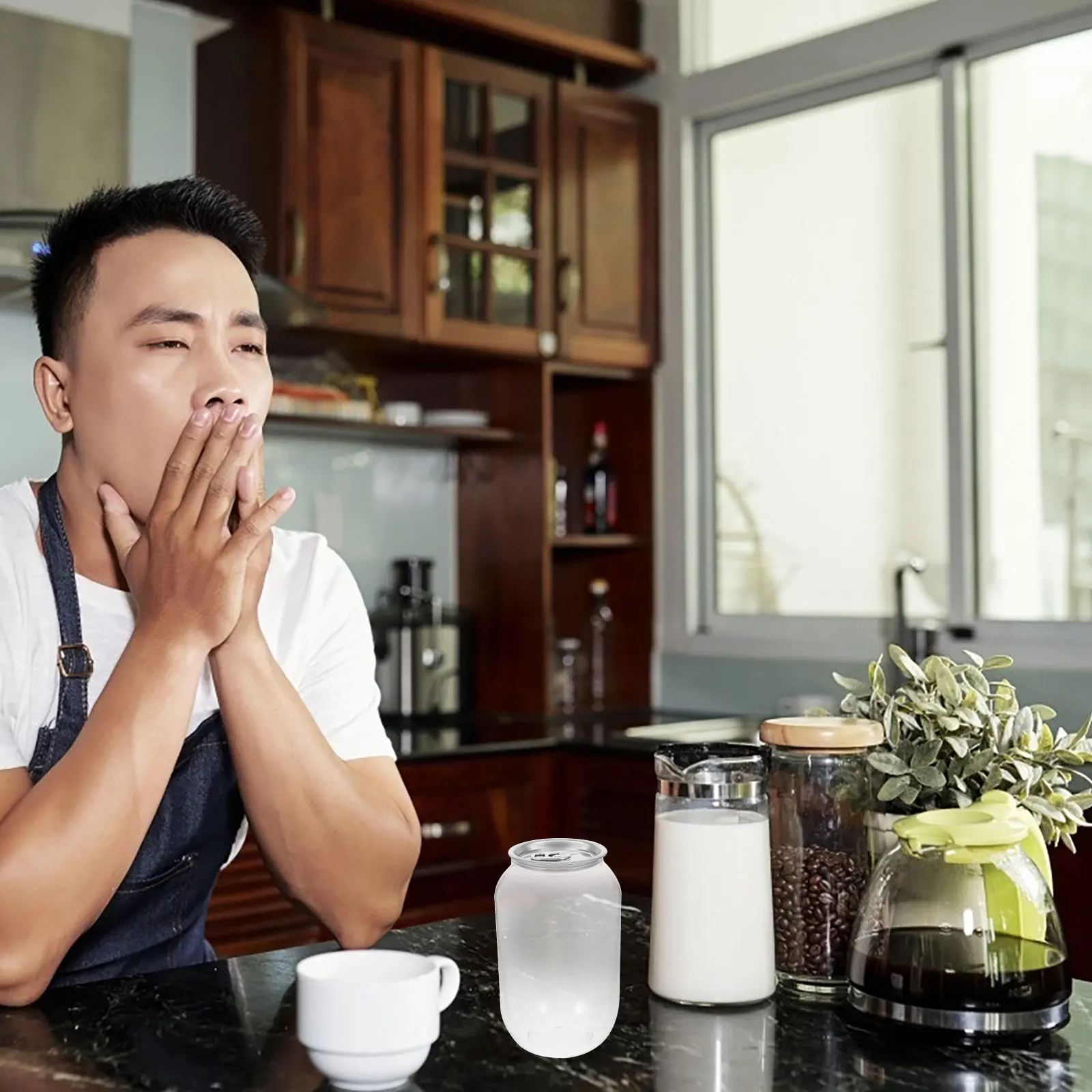 

Portable Lightweight Transparent Plastic Canning Jars Beverage Storage Drinks Soda Milk Tea Bottles Lids Home Cafe Use Sealed