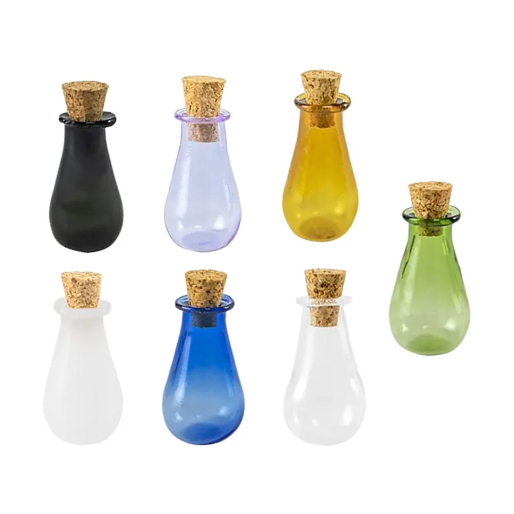 7 Pcs Mini Bottle Drifting Perfume Multicolor Tiny Bottles Wooden Spell Message Jar