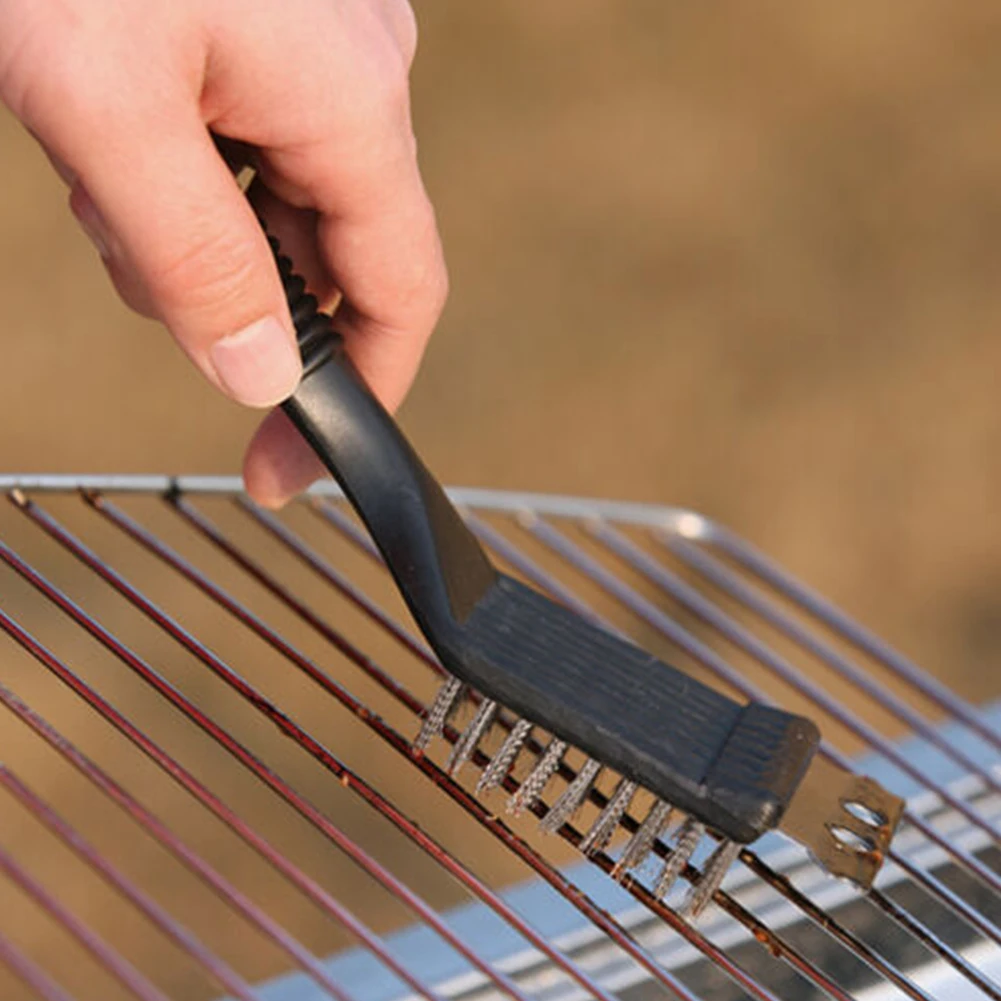 1PCS Barbecue Brushes Handle BBQ Non-stick Brush Steel Wire Bristles Cleaning Cooking Grill 20x7.2cm Outdoor Home Accessories