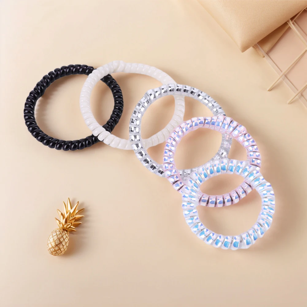 

5Pcs Idol Doll Anti Drop Buckle Coil Multi-Colored Plastic Keychain Winding Rope Winding Fixed Rope for Dolls Pendants