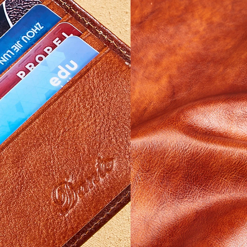 Dante 2023 محافظ جلدية للرجال تتفاعل مكافحة سرقة فرشاة مقاطع قصيرة 100% طبقة الرأس جلد البقر الرجعية محفظة عمودية عادية حقيبة المال