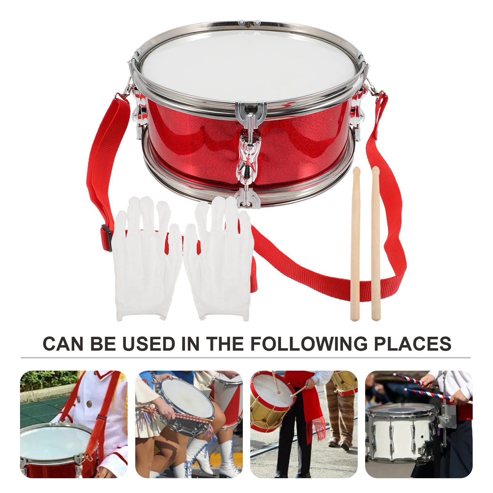 

Kids Glitter Red Drum Musical Instruments Snare Kit Tambourine Toddler Drums Preschool